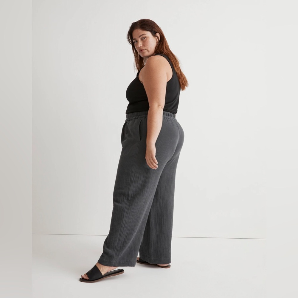 Madewell The Plus Untailored Wide-Leg Crop Pant in Lightspun Black Coal sz 3X